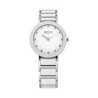 Bering Ladies 29mm White Cramic And Stainless Steel Watch