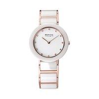 Bering Ladies 29mm Rose Gold Plate And White Ceramic Watch