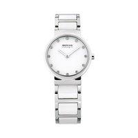 bering ladies white ceramic and stainless steel watch