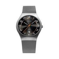 bering gents titanium black dial mesh bracelet watch