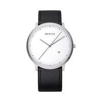 Bering Gents Classic Black Leather White Dial Watch
