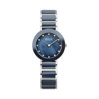 Bering Ladies 25mm Blue Ceramic And Stainless Steel Watch