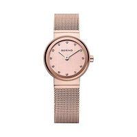 Bering Ladies Rose Gold Plate Mesh Bracelet Watch