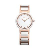 Bering Ladies Rose Gold Plate And White Ceramic 29mm Watch