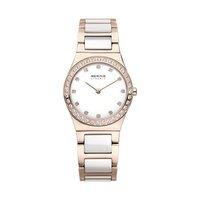 bering ladies 30mm rose gold plate and white ceramic watch