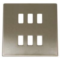 bg screwless grid 6 module grid plate brushed steel e32321