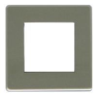 Bg screwless 1 Gang 2 Euro Module Frontplate Brushed Steel - E35019