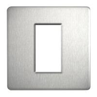 Bg screwless 1 Gang 1 Euro Module Frontplate Brushed Steel - E35018