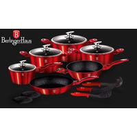 bh 1226 15 piece cookware set burgundy metallic line