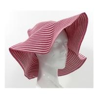 BHS Hot Pink And Snow White Striped Floppy Summer Hat