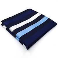 BH27 Mens Pocket Square Navy Blue Stripes 100% Silk Business Casual Jacquard New For Men