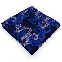 BH14 Mens Hanky Navy Blue Multicolor Paisley 100% Silk Business Casual Jacquard Woven For Men