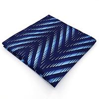 BH11 Mens Hanky Blue Geometrical 100% Silk Business Casual Jacquard Woven For Men