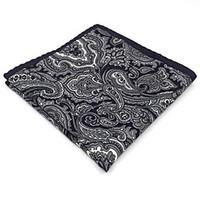 BH30 Men\'s Pocket Square Gray Paisley 100% Silk Business New Casual Jacquard For Men