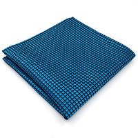 BH25 Mens Pocket Square Blue Solid 100% Silk Business Casual Jacquard New For Men