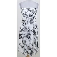 BHS size 18 white & grey floral print strapless dress