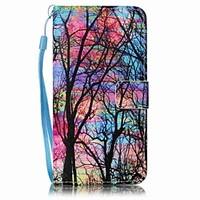 big tree painted card stent pu leather mobile phone holster phone case ...