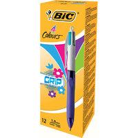 Bic 4 Colours Grip Fashion Ballpoint Pen - 12 Pack
