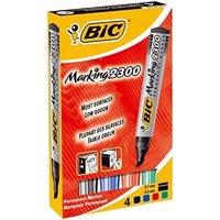 Bic Marking 2300 Chisel Tip Permanent Marker Line Width 3.1-5.3mm Assorted Colours (Pack of 4)