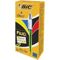 Bic 4 Colours Fluo Ballpoint Pen - 12 Pack