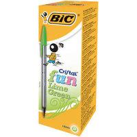 Bic Cristal Fun Ballpoint Pen 0.6mm Line Lime Green Pk20