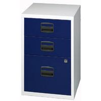 Bisley A4 Home Filer 3 Drawer Lockable Grey and Blue