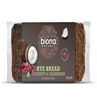 biona cranberrycoco rye bread 500g
