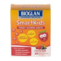 bioglan smartkids fussy eaters multivitamin 30 fizzy tablets