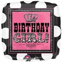 birthday girl square shaped 18 mylar balloon