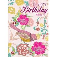 bird flower design personalised birthday card
