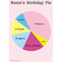 birthday pie chart personalised birthday card