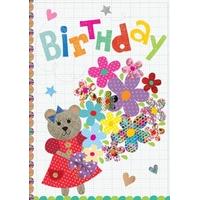Birthday Bear with Flowers | Children\'s Birthday Card | CM1044