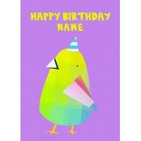 bird birthday hat birthday card ja1037