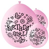 Birthday Girl Butterfly Latex Party Balloons