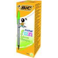 BiC Cristal Fun Ball Pen Lime Green Box of 20