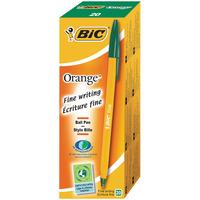 bic orange fine writing pen green pack of 20