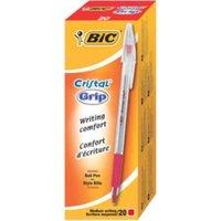bic cristal grip clear barrel ballpoint pen 10mm tip 04mm line red pac ...