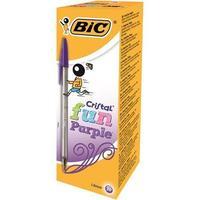 Bic Cristal Fun Ballpoint Pen 1.6mm Tip 0.6mm Line Purple (1 x Box of 20 Pens)