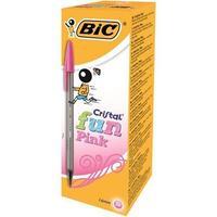 Bic Cristal Fun Ballpoint Pen 1.6mm Tip 0.6mm Line Lime Pink (1 x Box of 20 Pens)