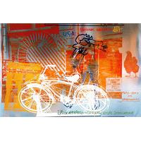 Bicycle, National Gallery, print on silver foil By Robert Rauschenberg