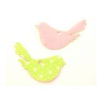 Bird Shape Padded Felt Motifs 70mm Pink/Green