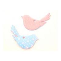 Bird Shape Padded Felt Motifs 70mm Pink/Blue