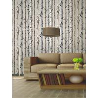 Birch Trees Wallpaper - Cream and Silver - Fine Decor