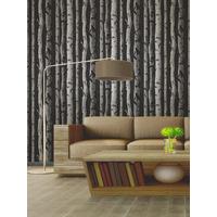 Birch Trees Wallpaper - Black and Silver - Fine Decor