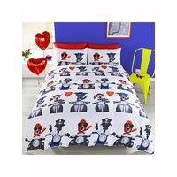Biker Dogs Single Duvet Cover and Pillowcase Set