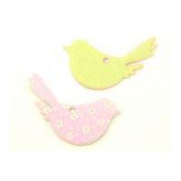 Bird Shape Padded Felt Motifs 70mm Green/Pink