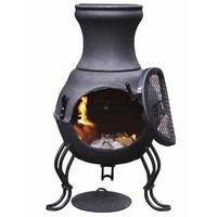 Billie Cast Iron Chiminea with Barbecue Grill - Black