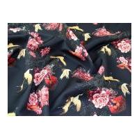 Birds of Paradise Print Scuba Stretch Jersey Dress Fabric Black