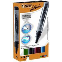 Bic Velleda Liquid Ink Pocket Dry Wipe Whiteboard Markers (Assorted Colours - Black Blue Red Green) Pack of 4