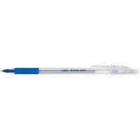 Bic Cristal Grip Ballpoint Pen Clear Barrel 1.0mm Tip 0.4mm Line (Blue) - (Pack of 20 Pens)